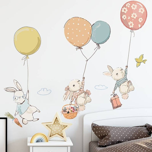 Wall sticker cute rabbit for baby room – removable wall decoration for a playful atmosphere