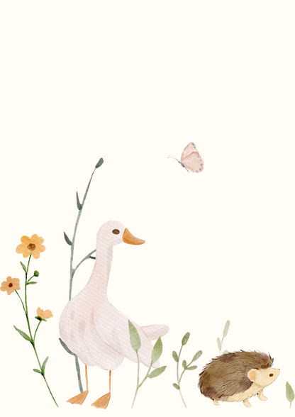 Digital Poster "Wild Meadow" - 3-part rabbit goose motifs