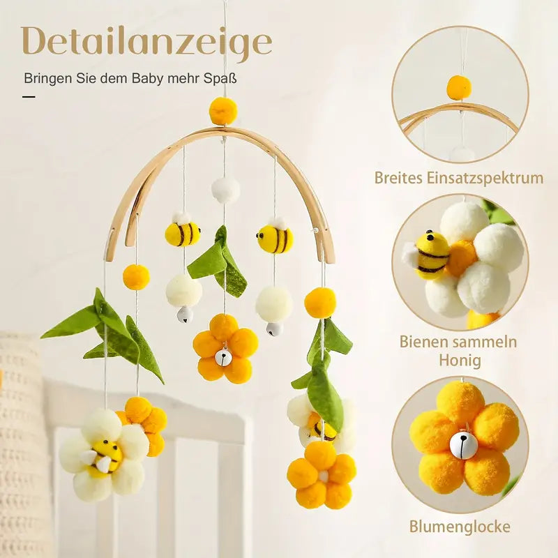 Handgefertigtes Bienen- und Blumen-Mobile – Natürliche Deko fürs Babyzimmer
