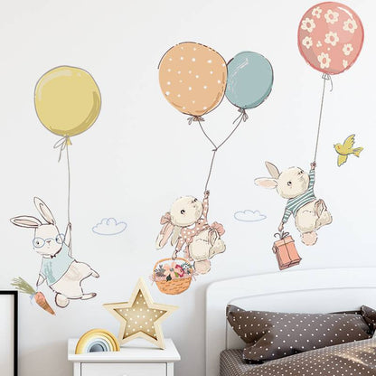Wall sticker cute rabbit for baby room – removable wall decoration for a playful atmosphere