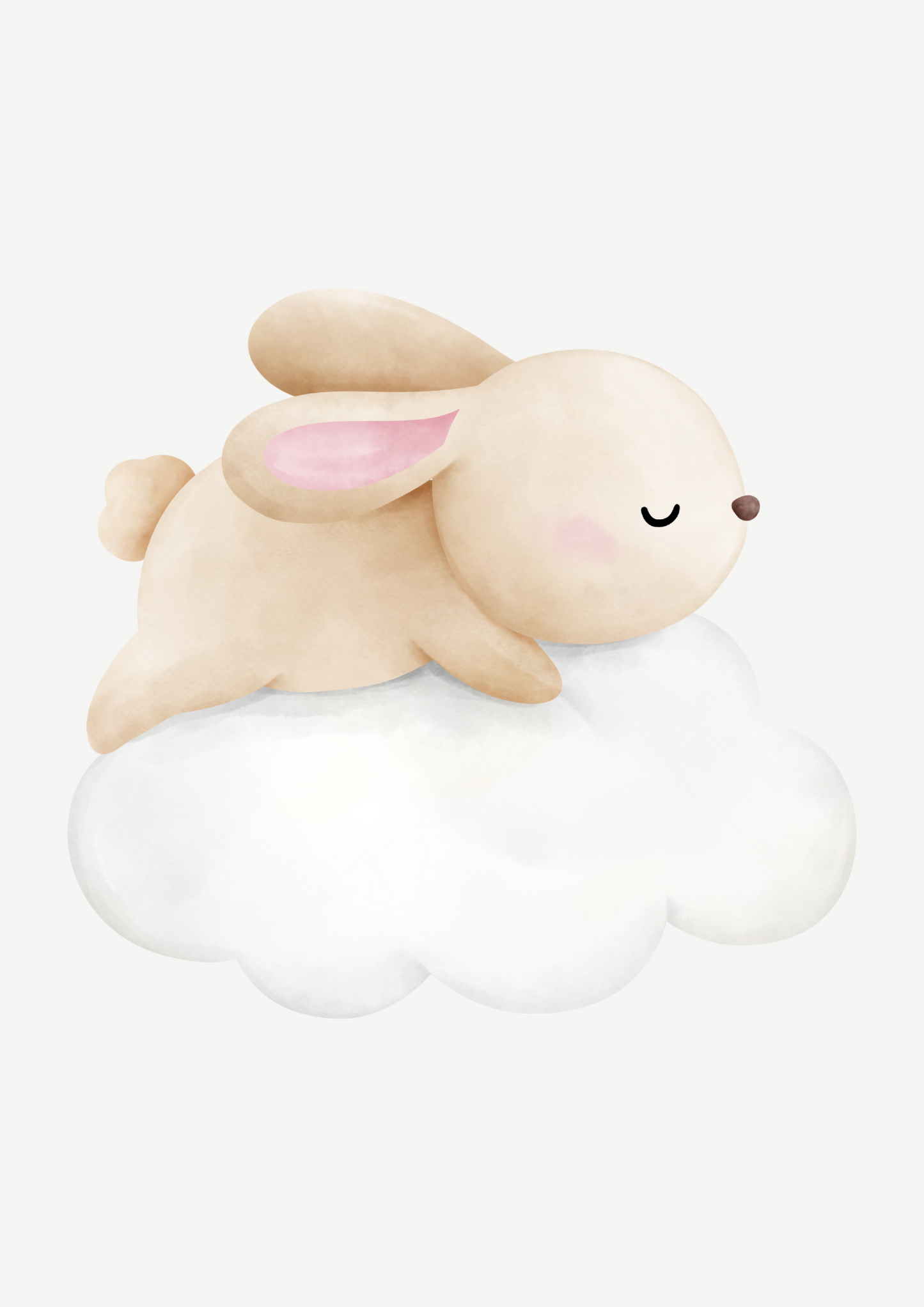 Digital Poster "Rabbit Sleeping on Moon, Star and Cloud" - Dreaming in Heaven