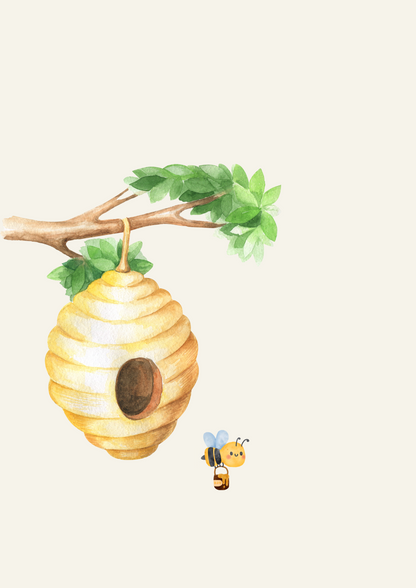 Digital Posters “Bees &amp; Flowers” ​​– 3-piece collection with happy bees