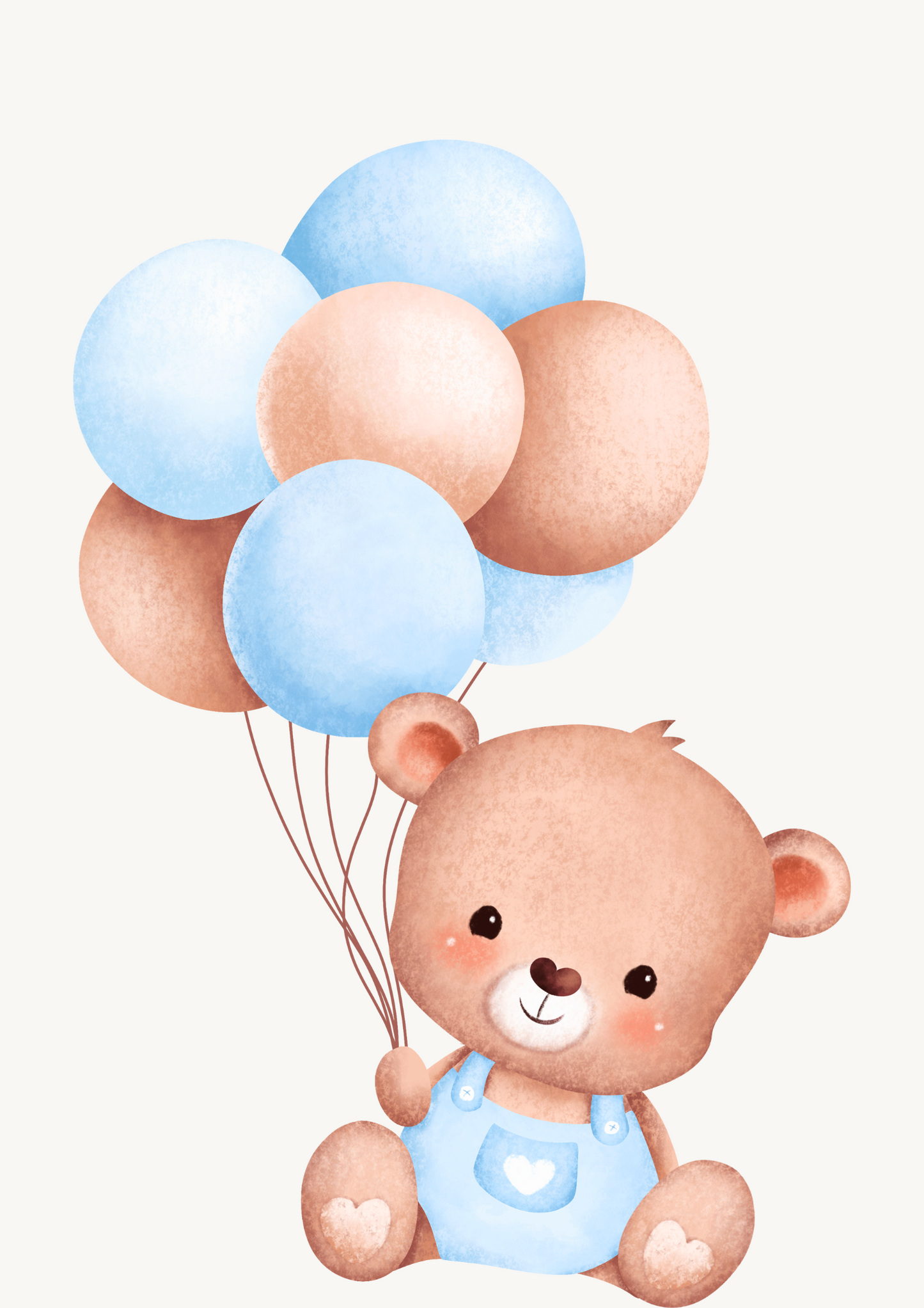 Digital Posters "Bear &amp; Balloon" - 3-piece collection in soft blue tones