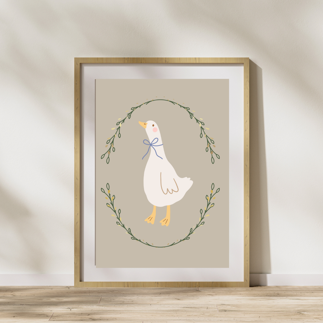 Digital poster “Goose Oval” – charming goose motif