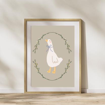 Digital poster “Goose Oval” – charming goose motif
