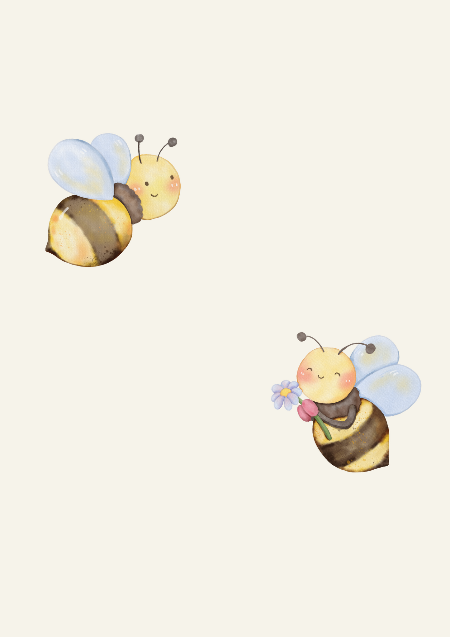 Digital Posters “Bees &amp; Flowers” ​​– 3-piece collection with happy bees