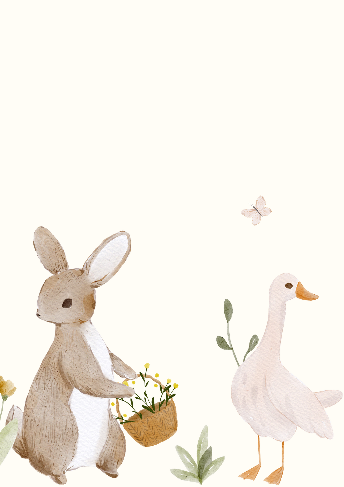 Digital Poster "Wild Meadow" - 3-part rabbit goose motifs