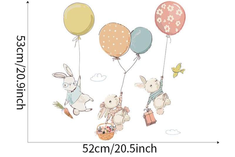 Wall sticker cute rabbit for baby room – removable wall decoration for a playful atmosphere