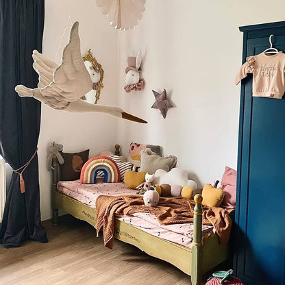 Mobile swan/stork made of cotton – decoration for baby rooms, midwifery practices &amp; delivery rooms
