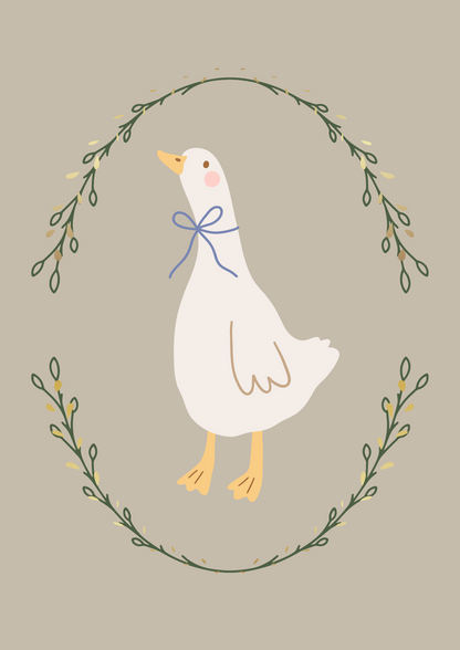 Digital poster “Goose Oval” – charming goose motif