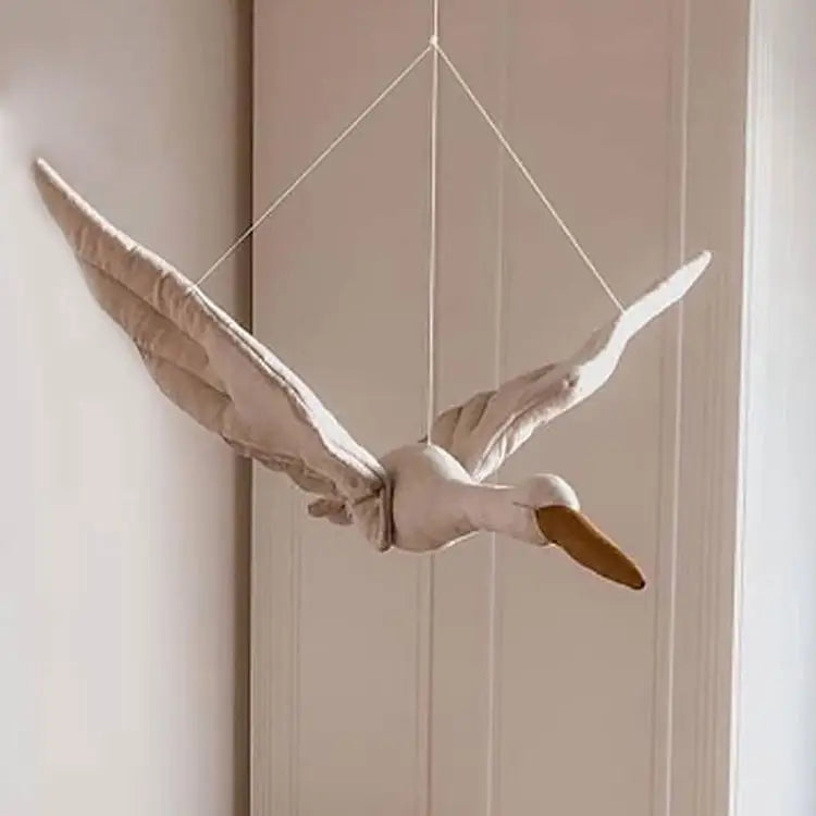 Mobile swan/stork made of cotton – decoration for baby rooms, midwifery practices &amp; delivery rooms