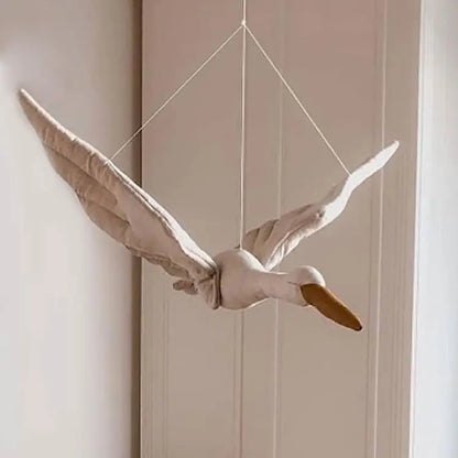 Mobile swan/stork made of cotton – decoration for baby rooms, midwifery practices &amp; delivery rooms
