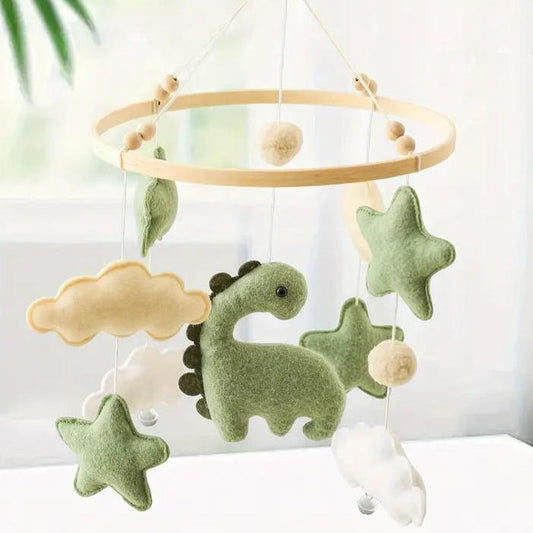 Dino Mobile – Adventurous Baby Room Decoration with Stars and Clouds
