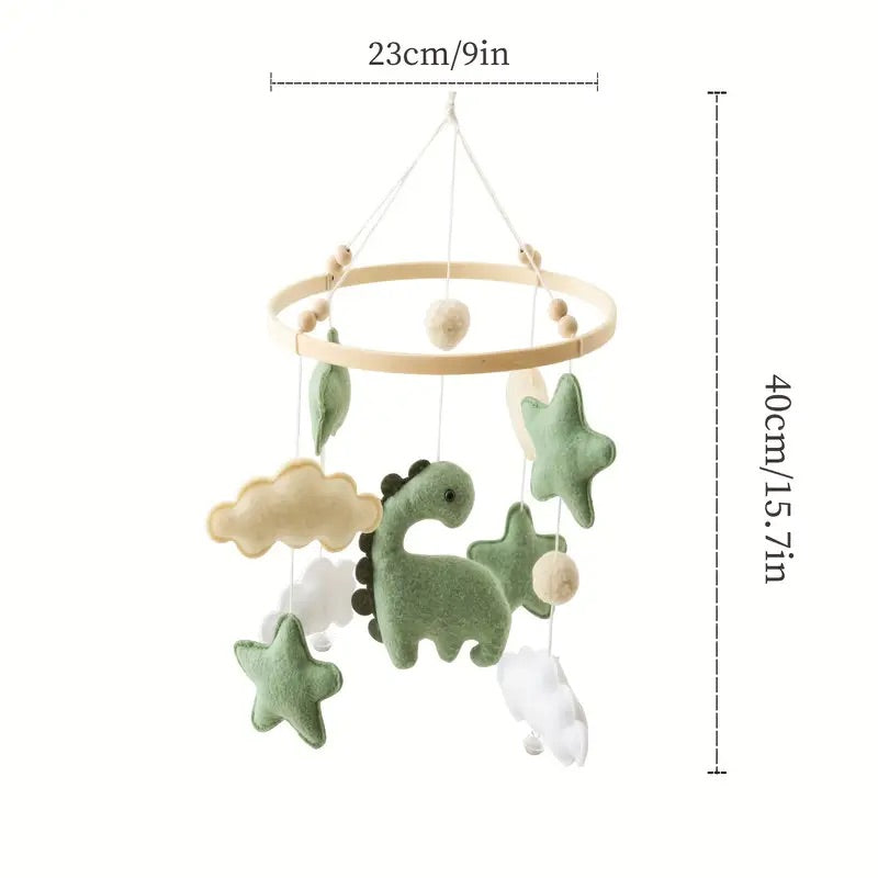 Dino Mobile – Adventurous Baby Room Decoration with Stars and Clouds