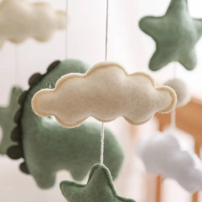 Dino Mobile – Adventurous Baby Room Decoration with Stars and Clouds