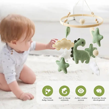 Dino Mobile – Adventurous Baby Room Decoration with Stars and Clouds
