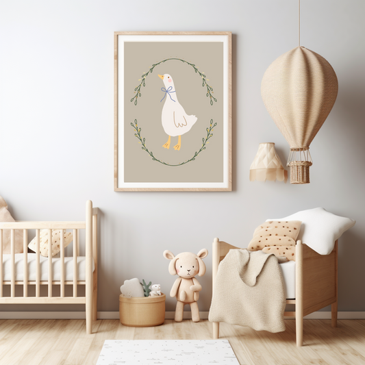 Digital poster “Goose Oval” – charming goose motif
