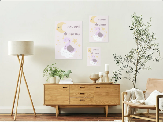 Digital Poster "Sweet Dreams" - Sleeping Moon and Goose