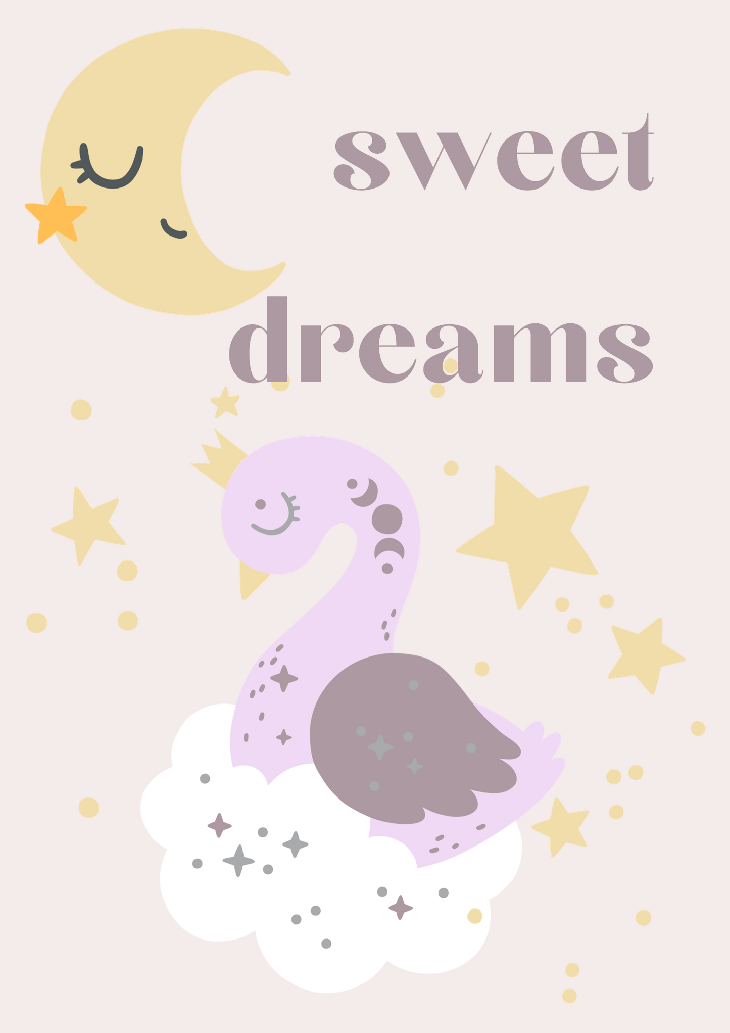 Digital Poster "Sweet Dreams" - Sleeping Moon and Goose