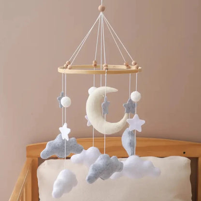 Weißmond Mobile – Traumhafte Babyzimmer Dekoration mit Mond, Sternen und Wolken