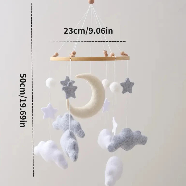 Weißmond Mobile – Traumhafte Babyzimmer Dekoration mit Mond, Sternen und Wolken