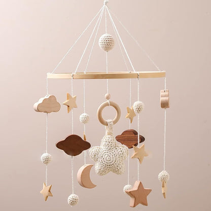 Sternchen Mobile – Sanfte Babyzimmer Dekoration mit Wolken und Strickstern