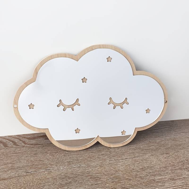 Cloud-shaped mirror – beige wall mirror for baby room and children's room