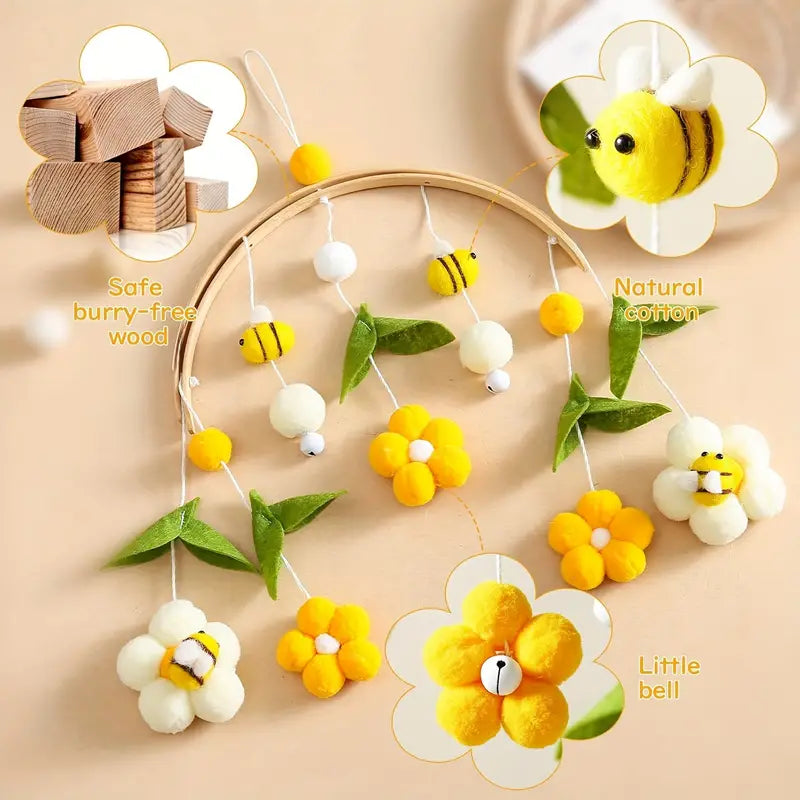 Handgefertigtes Bienen- und Blumen-Mobile – Natürliche Deko fürs Babyzimmer