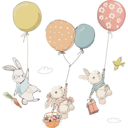Wall sticker cute rabbit for baby room – removable wall decoration for a playful atmosphere