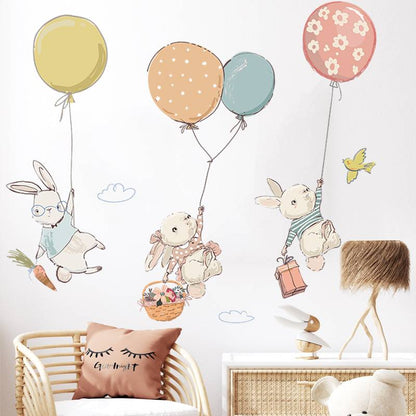 Wall sticker cute rabbit for baby room – removable wall decoration for a playful atmosphere