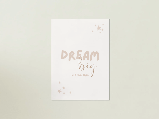 Digital Poster “Dream Big” – Inspirational Font in Beige
